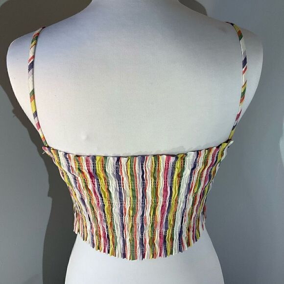 Zara Multicolor Striped Ruched Cropped Tank, M - Picture 10 of 13